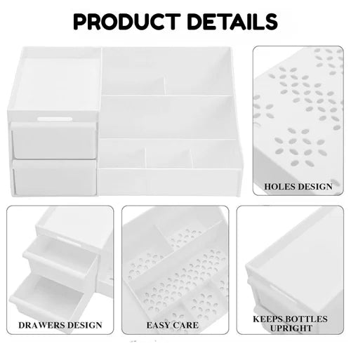 Multi-Compartment Cosmetic & Skincare Organizer – Makeup, Beauty & Vanity Storage Box