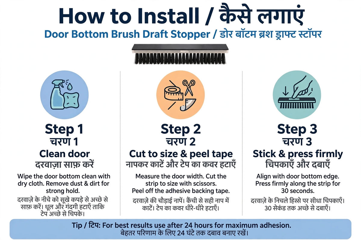 Door Bottom Draft Stopper Brush – Dust & Insect Guard
