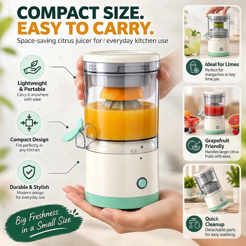 Portable Electric Citrus Juicer | USB Rechargeable Orange & Lemon Juicer