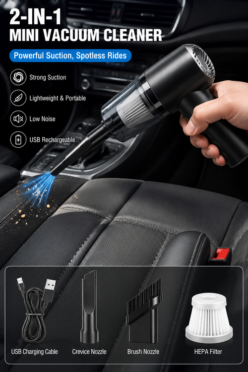 2-in-1 Mini Vacuum Cleaner – Portable Handheld Dust & Air Duster