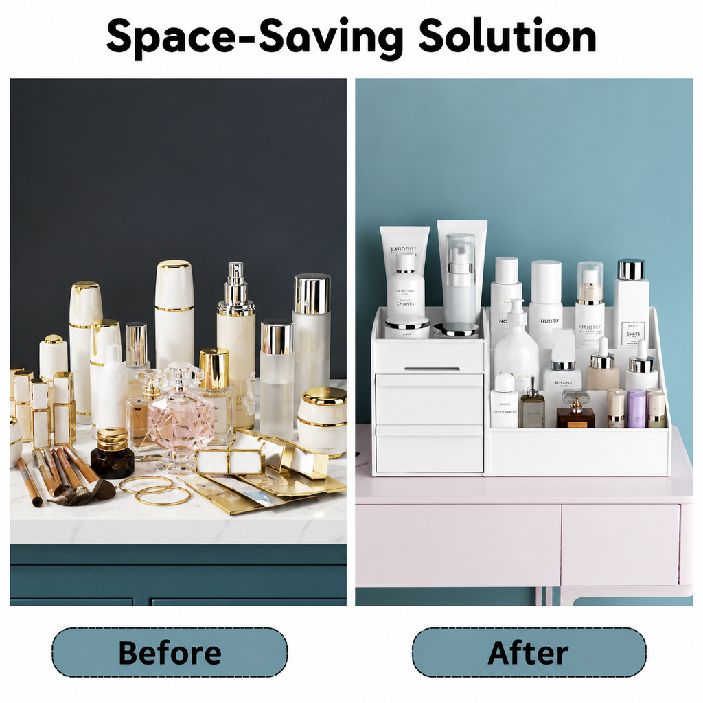Multi-Compartment Cosmetic & Skincare Organizer – Makeup, Beauty & Vanity Storage Box