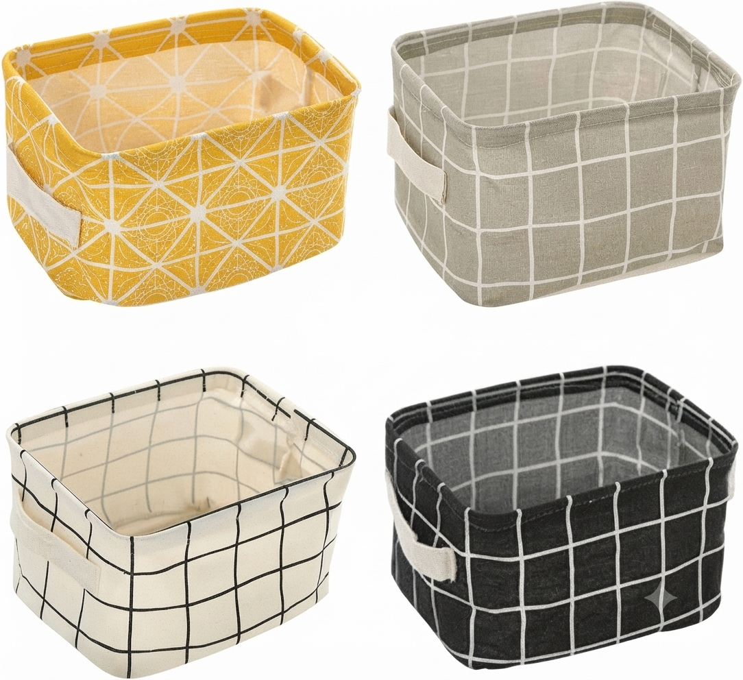 Foldable Fabric Storage Basket with Handles – Set of 4